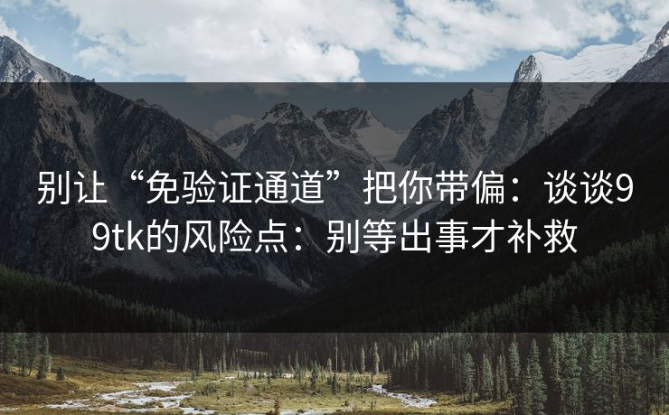 别让“免验证通道”把你带偏：谈谈99tk的风险点：别等出事才补救
