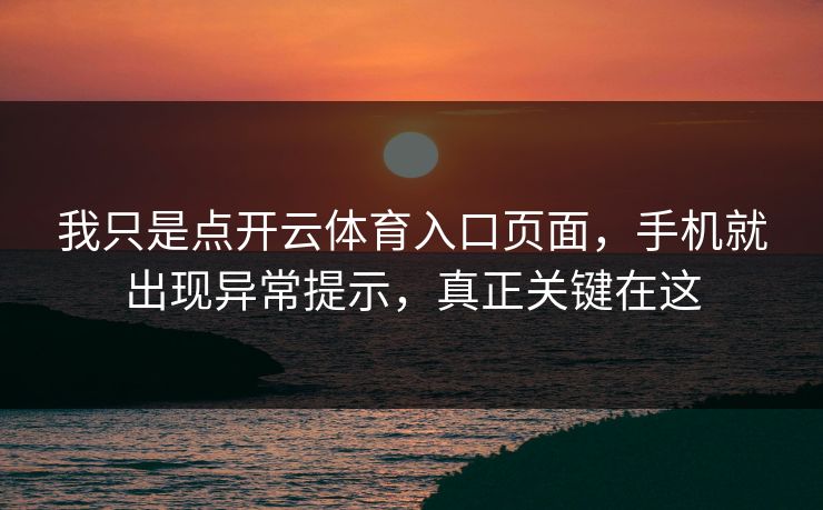 我只是点开云体育入口页面,手机就出现异常提示,真正关键在这 我只是点开云体育入口页面,手机就出现异常提示,真正关键在这