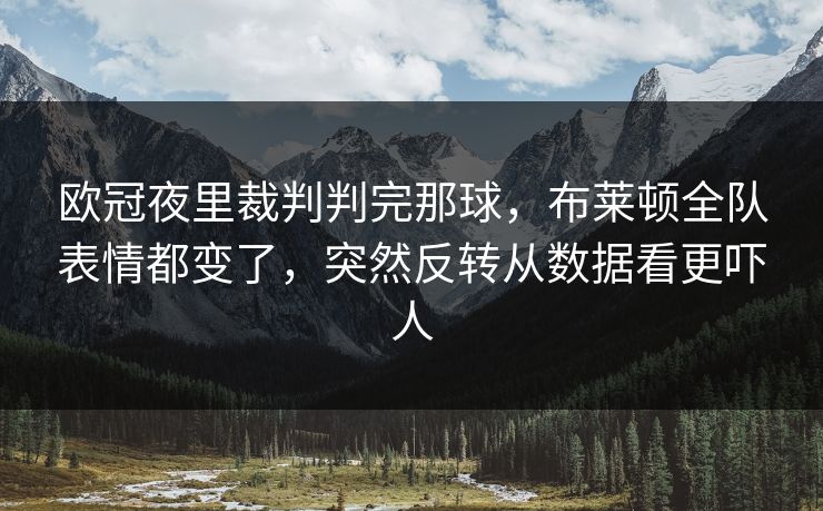 欧冠夜里裁判判完那球,布莱顿全队表情都变了,突然反转从数据看更吓人 欧冠夜里裁判判完那球,布莱顿全队表情都变了,突然反转从数据看更吓人